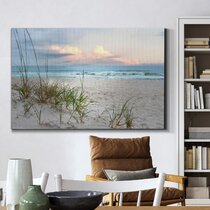 LARGE DRIFTWOOD IN SEA BEACH SCENIC CANVAS ART 42"x 20" 