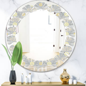 East Urban Home Marbled Geode 2 Leaves Coastal Frameless Wall Mirror