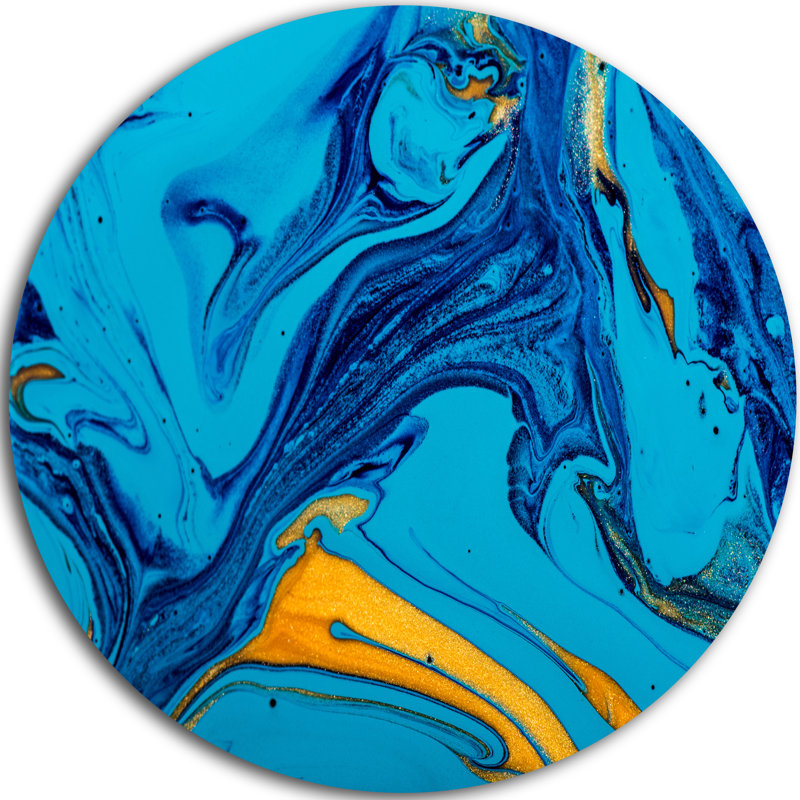 Designart Soft Blue Abstract Paint Mix Oil Painting Print On