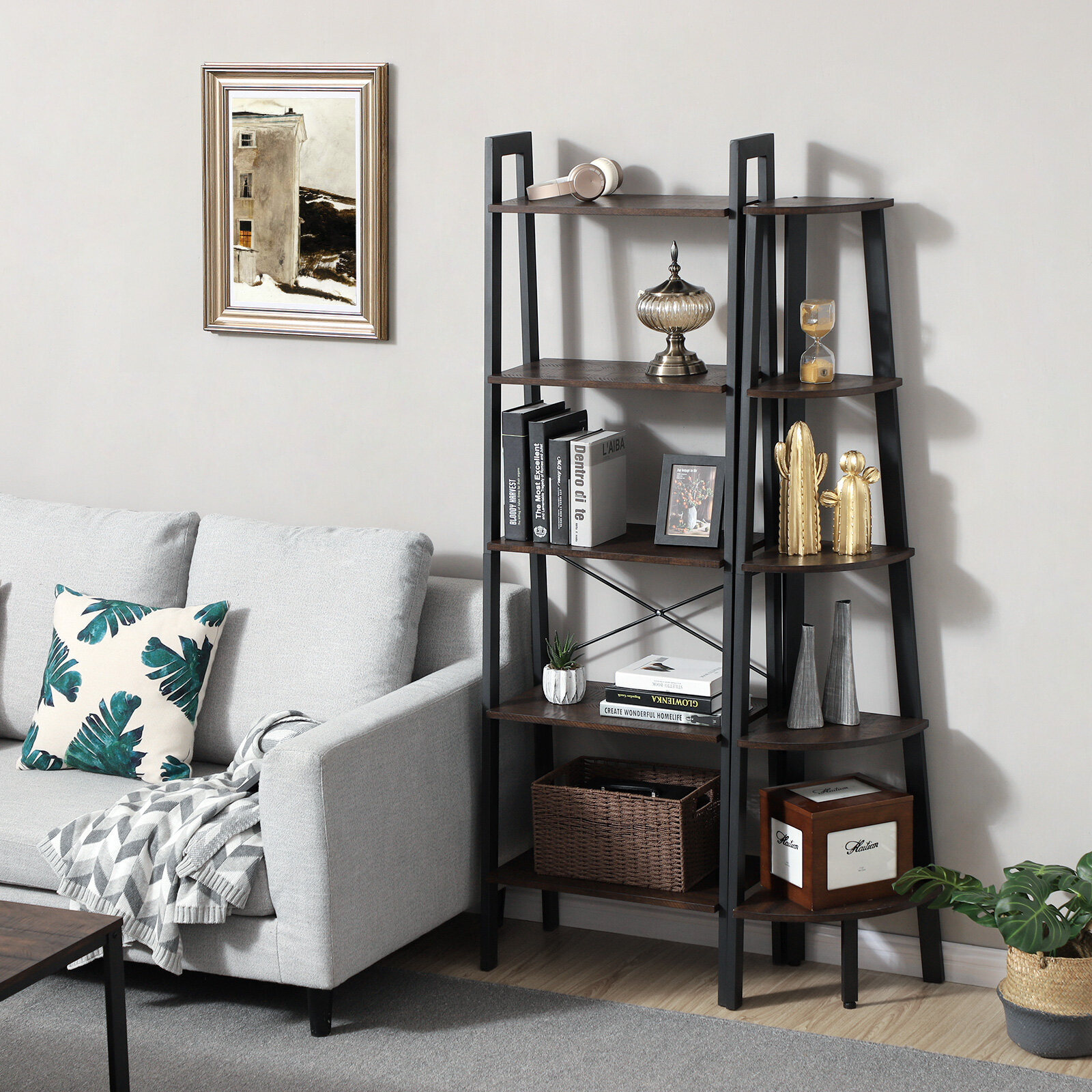 17 Stories Musgrove 5 Tier Corner Bookcase Wayfair