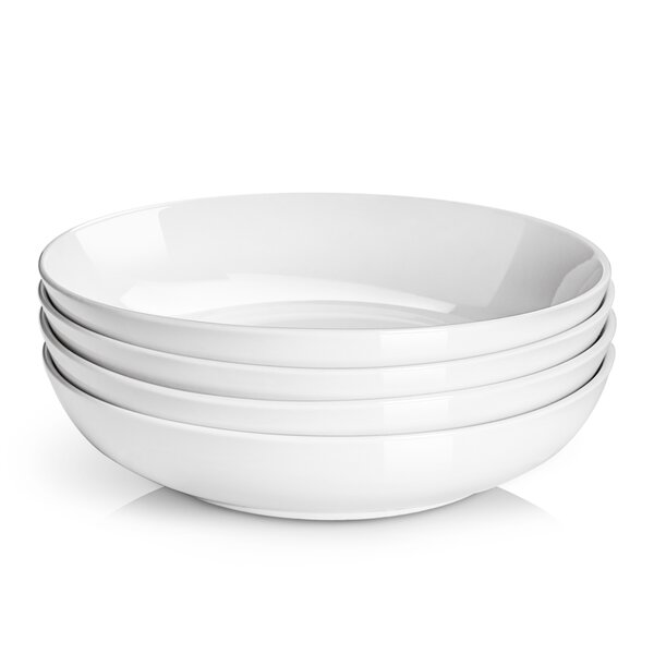 Square,White, 14 oz AWHOME Cereal Bowls Porcelain Bowls-14 Ounce for Small Side Dishes Ice Cream Dessert Set of 4 