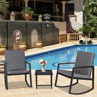 Breakwater Bay Ismail Monaco 3 Piece Rattan Seating Group Conversation Set With Cushions Reviews Wayfair