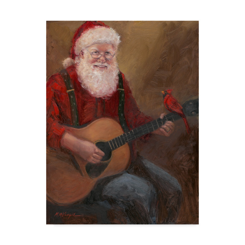 Trademark Art Santa With Guitar Acrylic Painting Print On