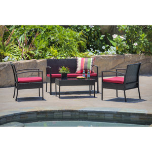 Fayette 4 Piece Sofa Set with Cushions