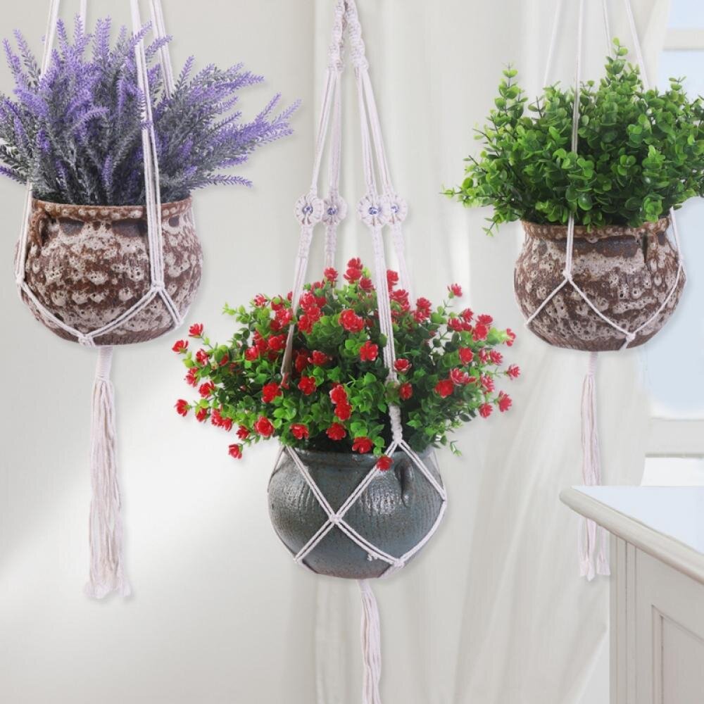 Vintage Macrame Plant Hanger Garden Flower Pot Holder Hanging Rope Baskets Decor