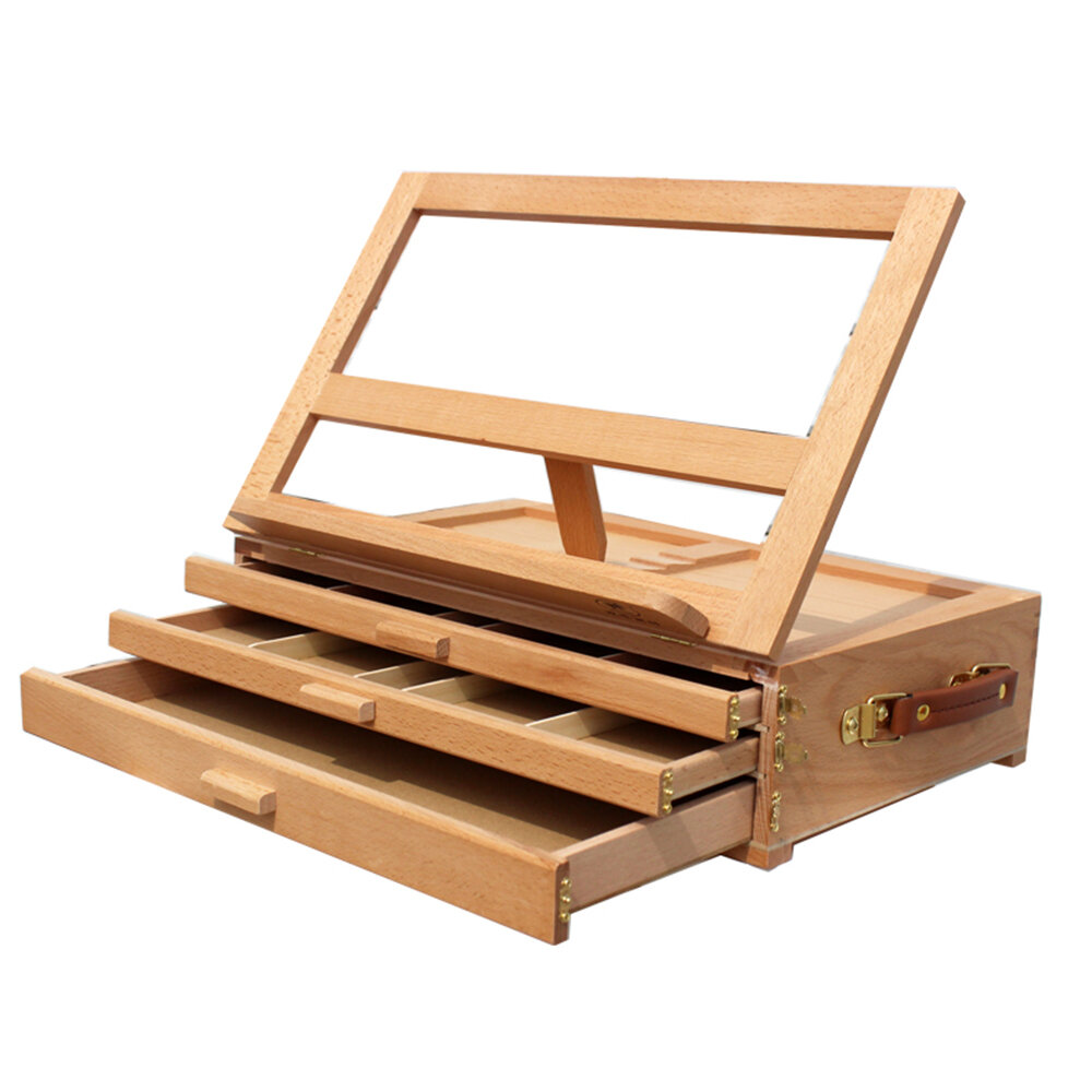 Art Supplies Box Easel Sketchbox Painting Storage Box HBX-3 Adjust Wood Tabletop Easel for Drawing & Sketching Student 