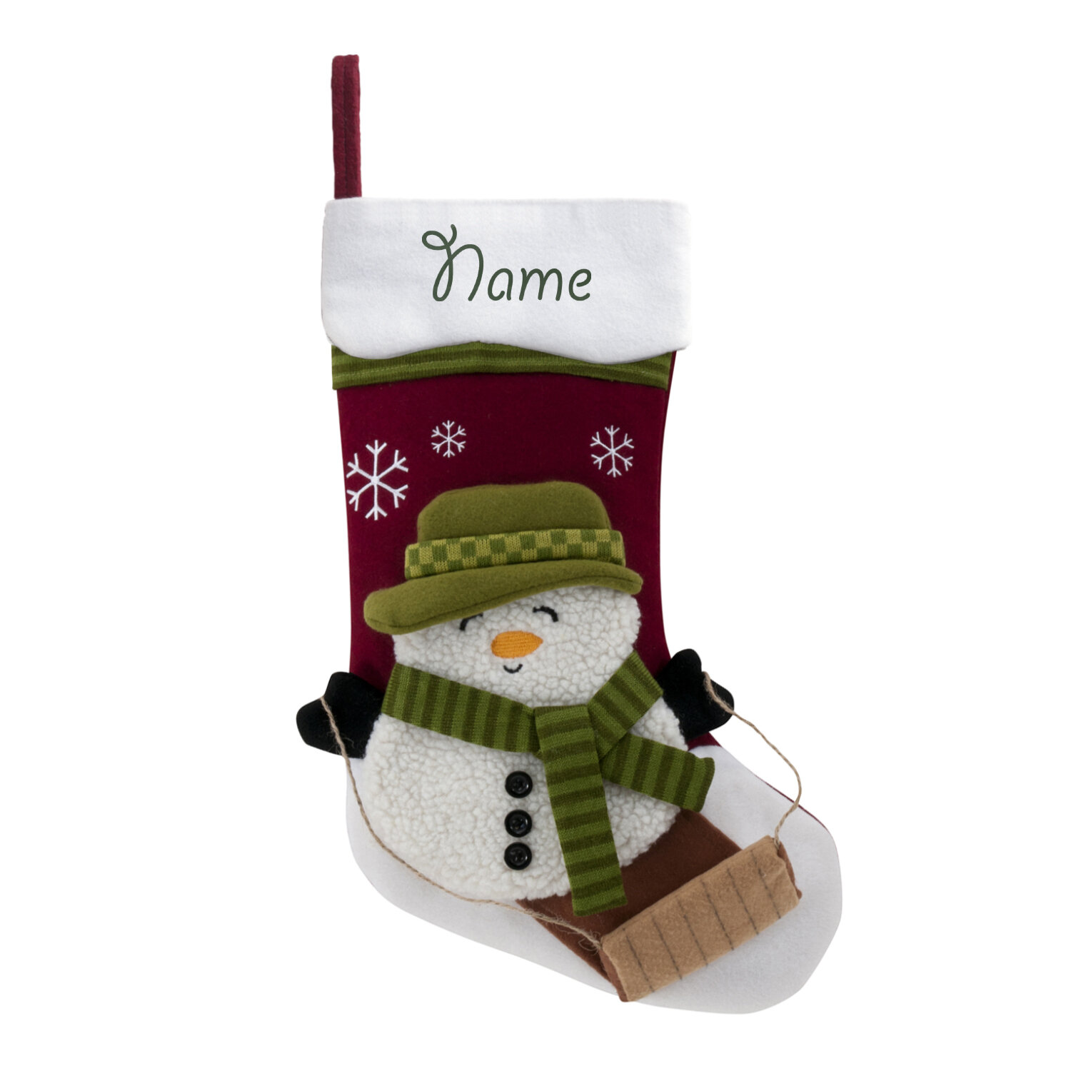 Set of 4 ABSOFINE Christmas Stocking 18 Xmas Sock Red Green Personalized Stockings Snowflake Santa Snowman Reindeer with Long Leg Design Christmas Candy Gift Sack