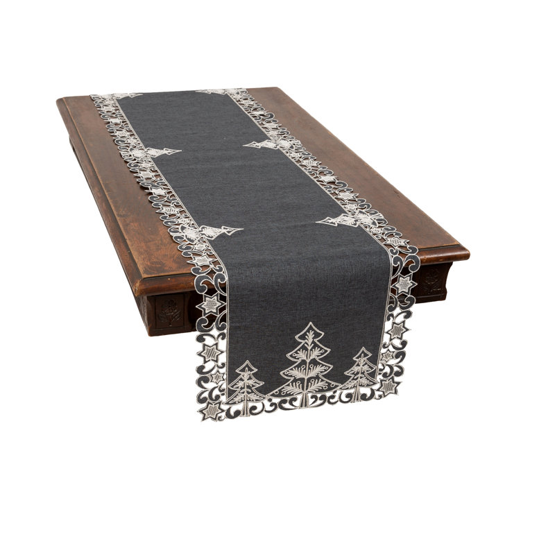 The Holiday Aisle Iker Christmas Tree Embroidered Cutwork Table Runner Reviews Wayfair