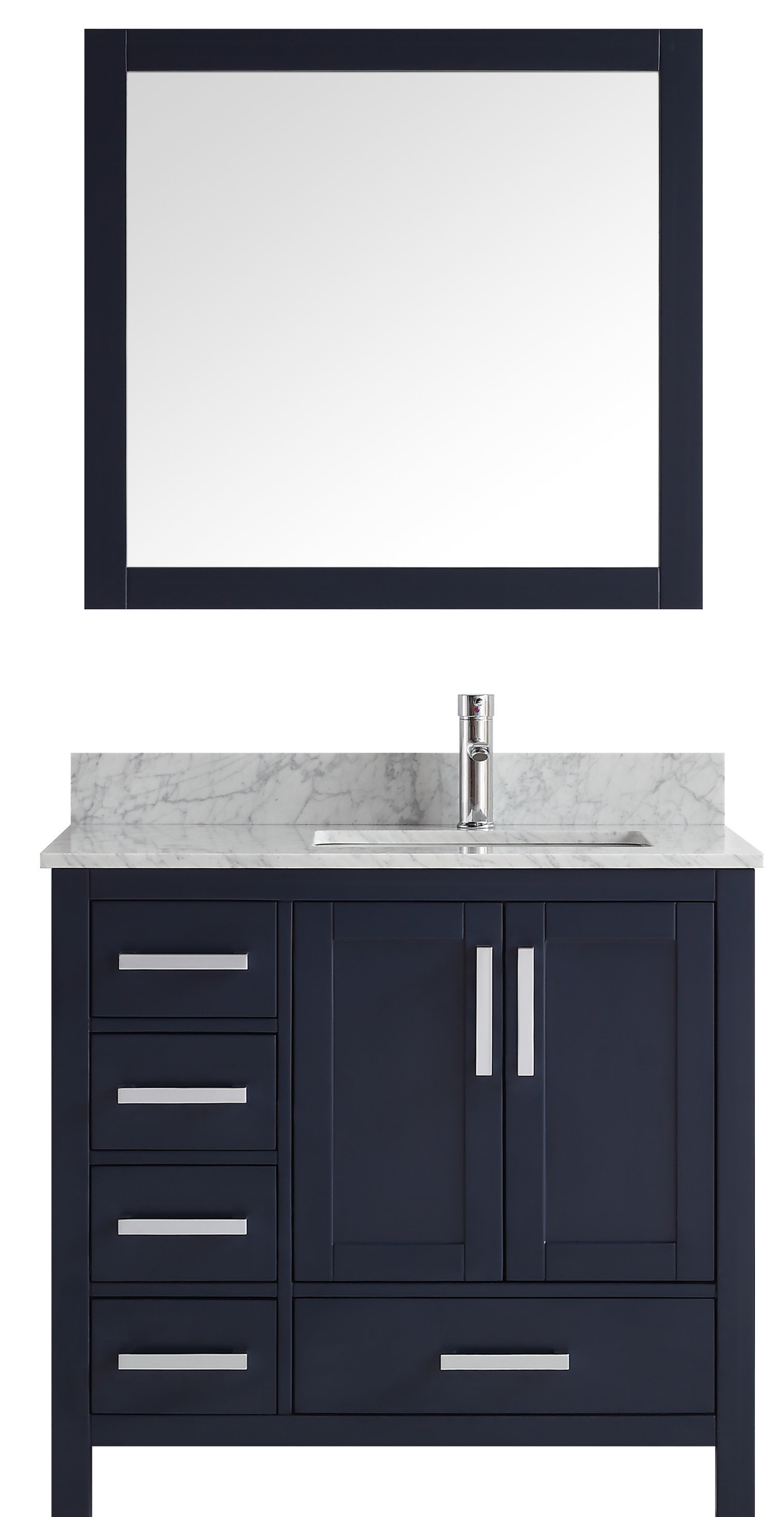 Lexora Jacques 36 in. W x 22 in. D Left Offset Bath Vanity, Carrara