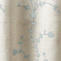Country Shabby Pink Rose Blue Stripe Pearl Border Cotton Linen Café Curtain 
