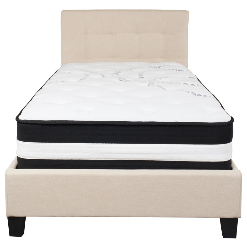 Ebern Designs Pittard Tufted Upholstered Low Profile Platform Bed With Mattress Wayfair