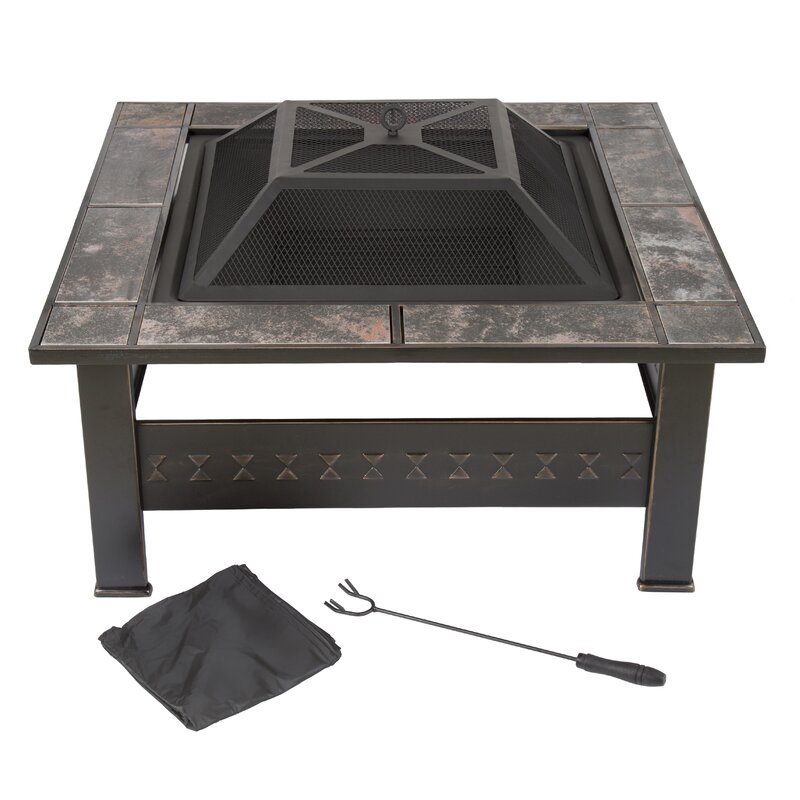 Pure Garden Steel Wood Burning Fire Pit Table & Reviews | Wayfair