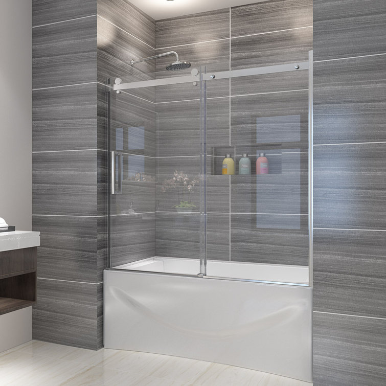 Elegant 60” W X 62” H Sliding Frameless Tub Door | Wayfair