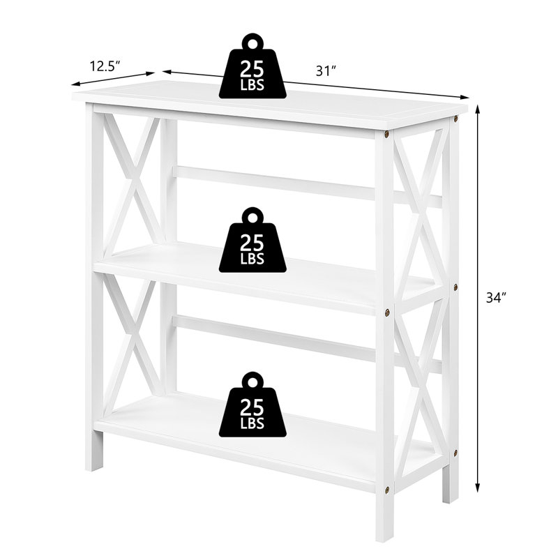 Latitude Run Wooden Shelf Bookcase 3 Tier Open Bookshelf W X Design Freestanding Rack Natural Reviews Wayfair Ca