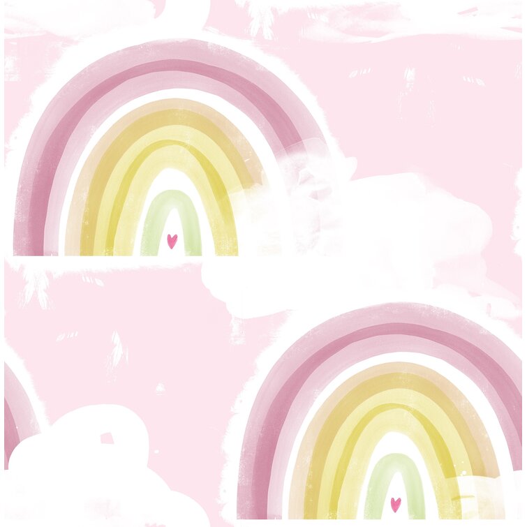 Isabelle Max Yahya Kids Blush Rainbows 33 L X 5 W Wallpaper Roll Wayfair