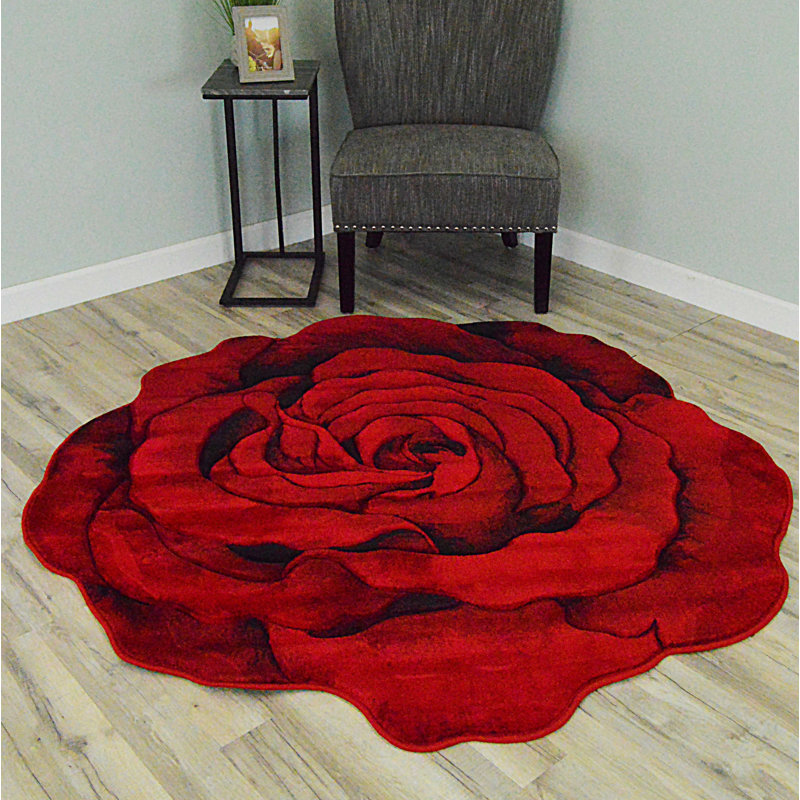 Winston Porter Baseeth Flowers 3d Effect Rose Botanical Red Area