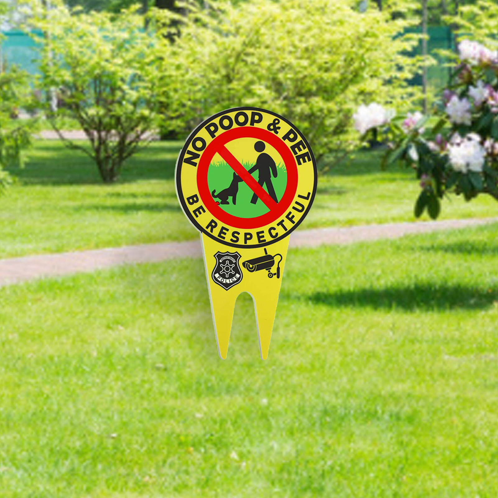 No Dog Poop & Pee Signs Luminous Lawn Yard Be Respectful Garden Stake Warning 
