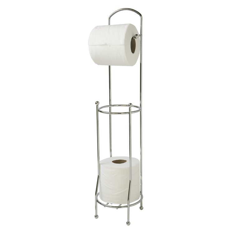 Chrome Home Basics Toilet Tissue Paper Holder and Dispenser Free Standing 