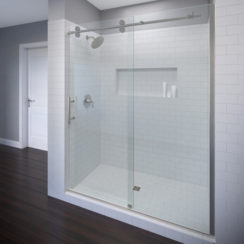 Vigo Vg6041chcl6074 60 Inch Frameless Shower Door 3 8 Quot Clear Chrome Hardware Sliding Shower Door Chrome Shower Door Shower Doors
