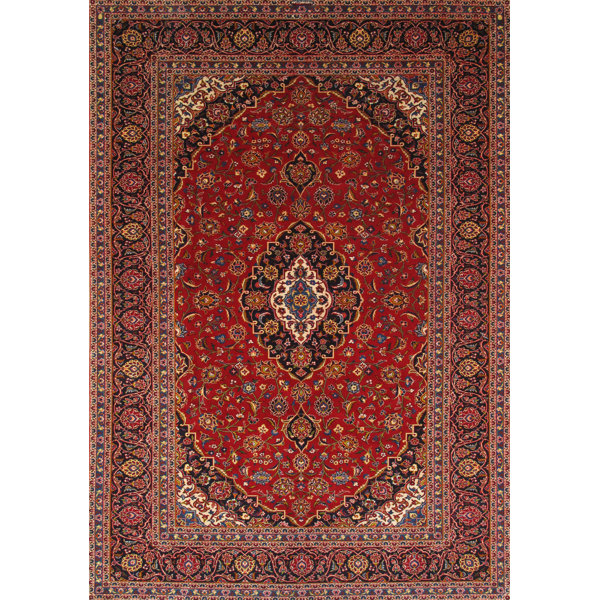 Pasargad One Of A Kind Kashan Hand Knotted 8 2 X 11 5 Wool Red Black Ivory Area Rug Wayfair
