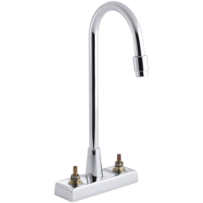 Kohler Triton Centerset Commercial Bathroom Sink Faucet With Gooseneck Spout And Vandal Resistant Aerator Requires Handles Drain Not Included Wayfair
