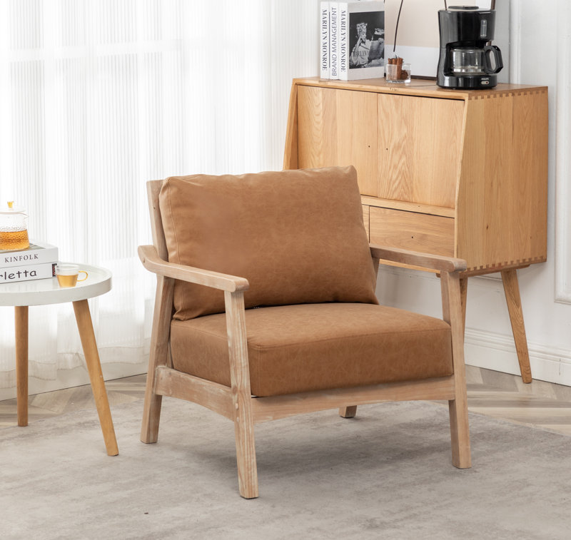 Marnisha Faux Leather Armchair Upholstery Color: Vintage Brown Faux Leather
