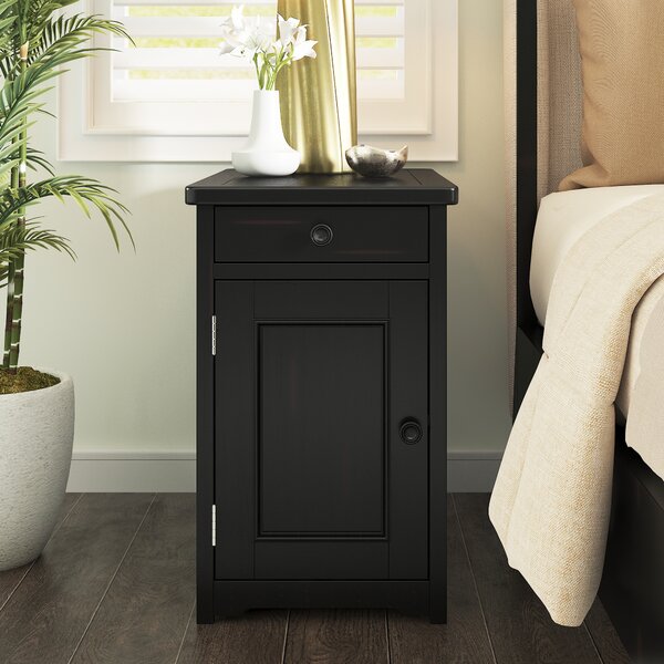 Bedroom Simple Coal Harbor 3 Storage Drawers Tall Wooden Nightstand Black Finish 