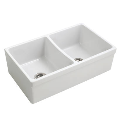 Alfi Brand 32 L X 17 75 W Double Bowl Farmhouse Kitchen Sink Opera 33 5 L X 20 W Double Basin Farmhouse Kitchen Sink