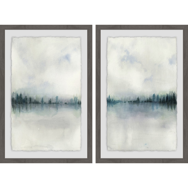 Foundry Select Cloudy Lake 2 Piece Watercolor Painting Picture