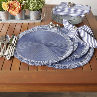 1-8pc 38cm PP Round Table Mats Jacquard Weaved Nonslip Place Mats Home Placemats 