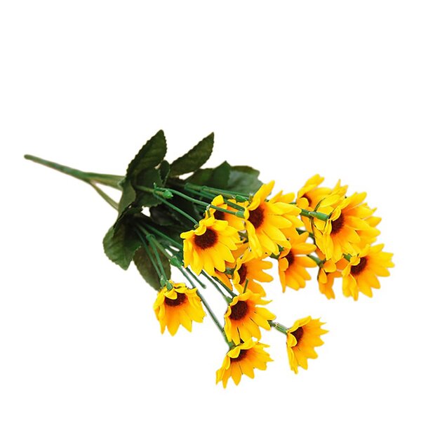 Pack of 2  Artificial Daffodil Bundle Yellow Flowers Orange Centres 35 cm 