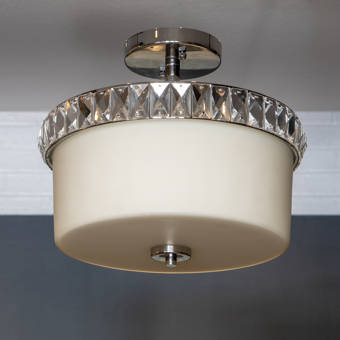 Latitude Run Winter 3 Light 15 Shaded Drum Led Semi Flush Mount Reviews Wayfair