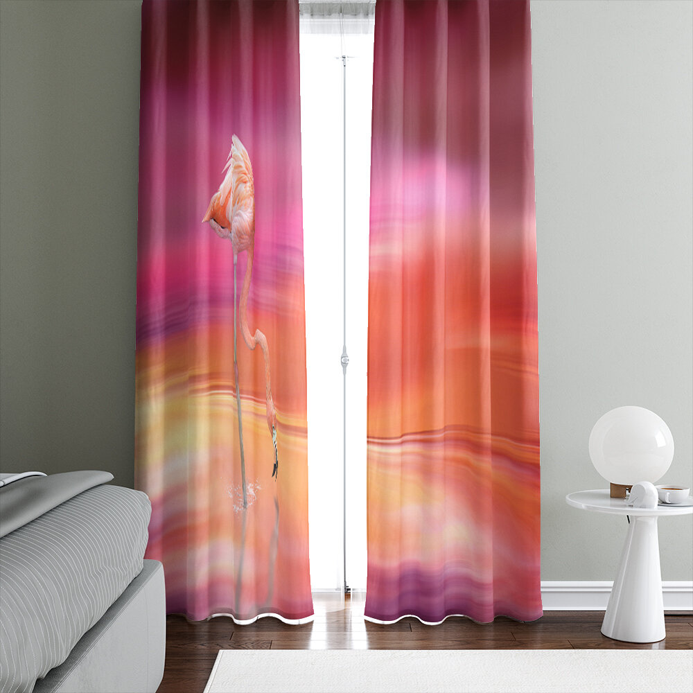 Folk N Funky Sunset Flamingo Semi Sheer Curtain Panels Wayfair