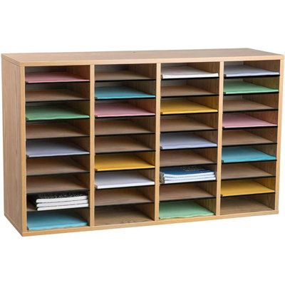 AdirOffice Wood Adjustable 36 Compartment Literature Organizer ...