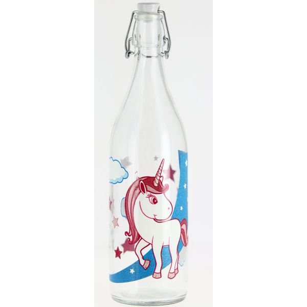 Zoomie Kids Kriner Unicorn 34oz Glass Water Bottle Wayfair