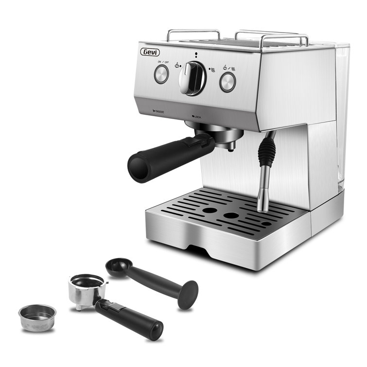 Gevi Stainless 15 Bar Pump Espresso Coffee Machine for Home with Manual Milk Frother Steam Wand Gevi
