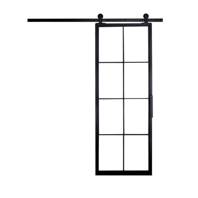 Mid Century Sliding Gl Barn Door With Installation Hardware Kit Mid Century Sliding Gl Barn Door