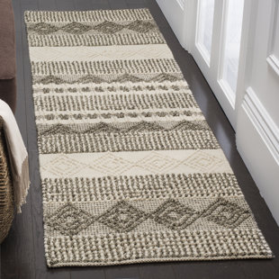 Striped Hallway Runners Joss Main Billie Hand Tufted Woolcotton Grayivory Area Rug