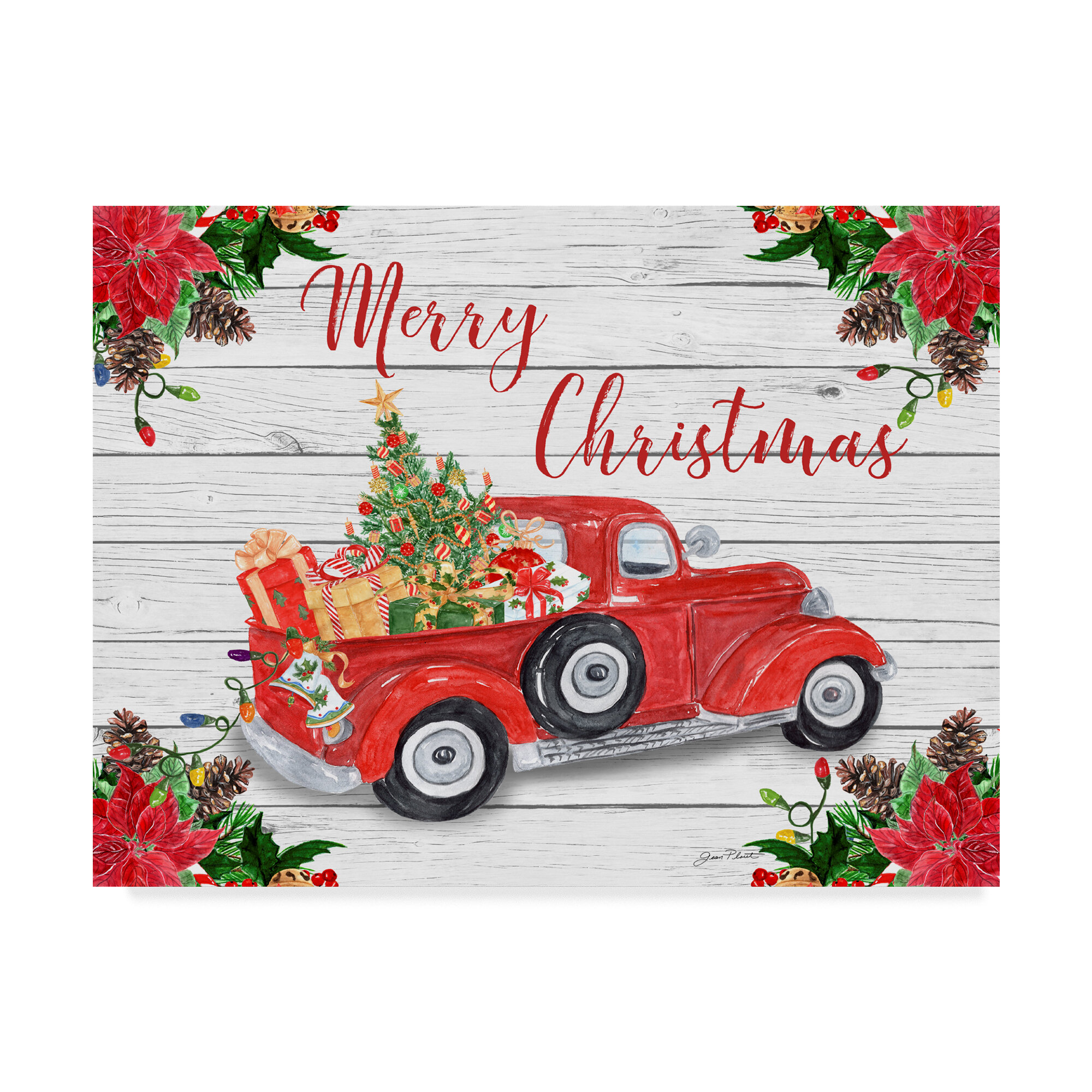 Trademark Art Vintage Red Truck Christmas Graphic Art Print On Wrapped Canvas Reviews