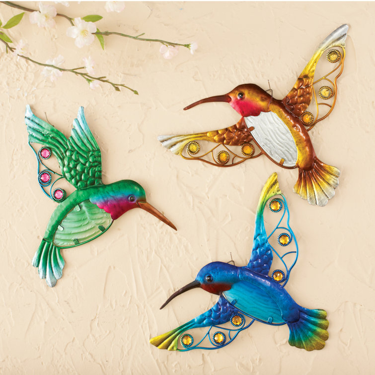 Bayou Breeze 3 Piece Glass Hummingbirds Outdoor Wall Décor Set Wayfair