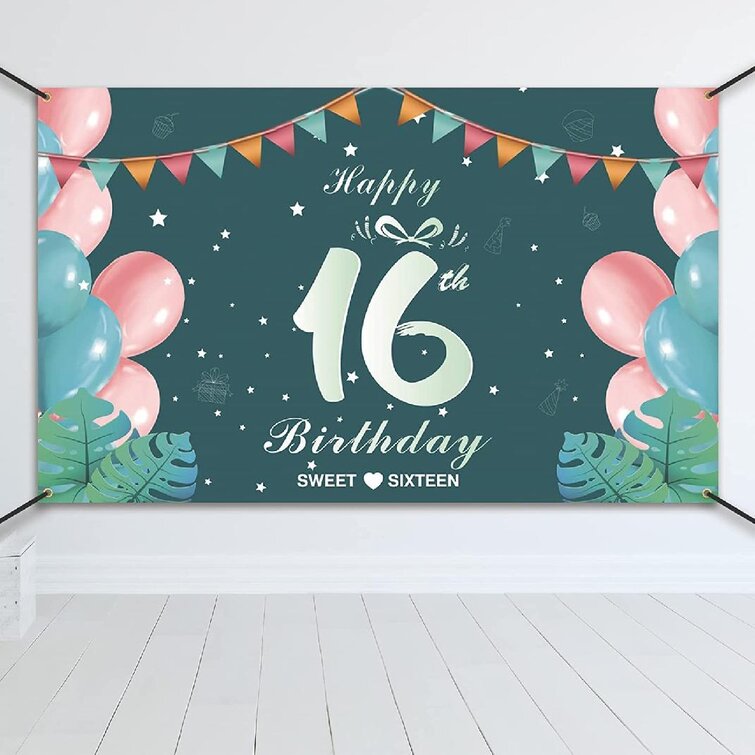 KingTons Sweet 16 Birthday Banner Decorations For Girls,Teal Happy Sweet 16  Birthday Party Signs Poster Decorations, Sweet 16Th Birthday Backdrop  Sixteen Birthday Decor Photo Prop (5.9 X 3.6 Fts) - Wayfair Canada