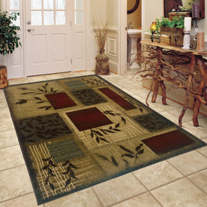 Abell Beige/Wine Red Area Rug