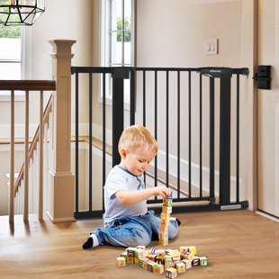 Baby Infant Safety Stair Wall Metal Gate Simply Close Adjustable Extension 