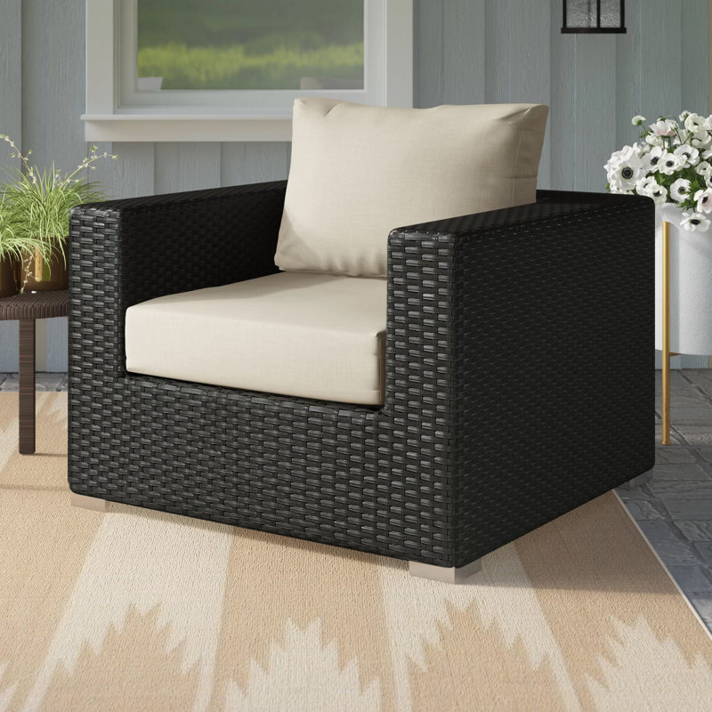 Brayden Studio Tripp Outdoor Patio Chair With Sunbrella Cushions Reviews Wayfair