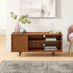 white mid century modern media console