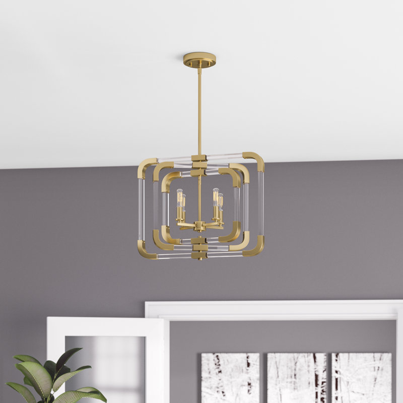 Ivy Bronx Haris 4 Light Candle Style Square Rectangle Chandelier Reviews Wayfair