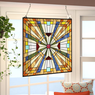 Stained Gl Panels You Ll Love Wayfair Charlotte Square Gl Window Panel