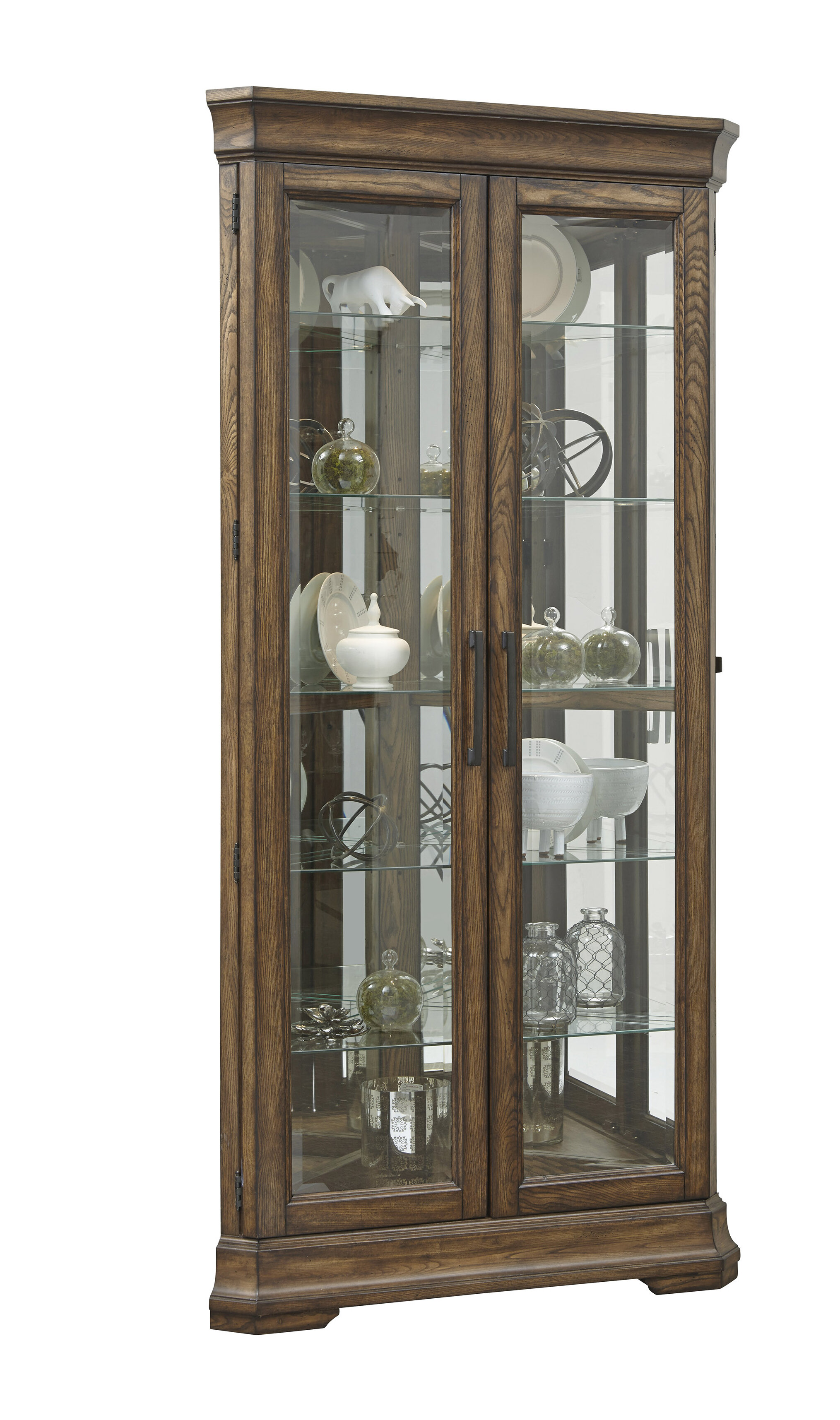 Longshore Tides Caudill 5 Shelf Double Door Lighted Corner Curio