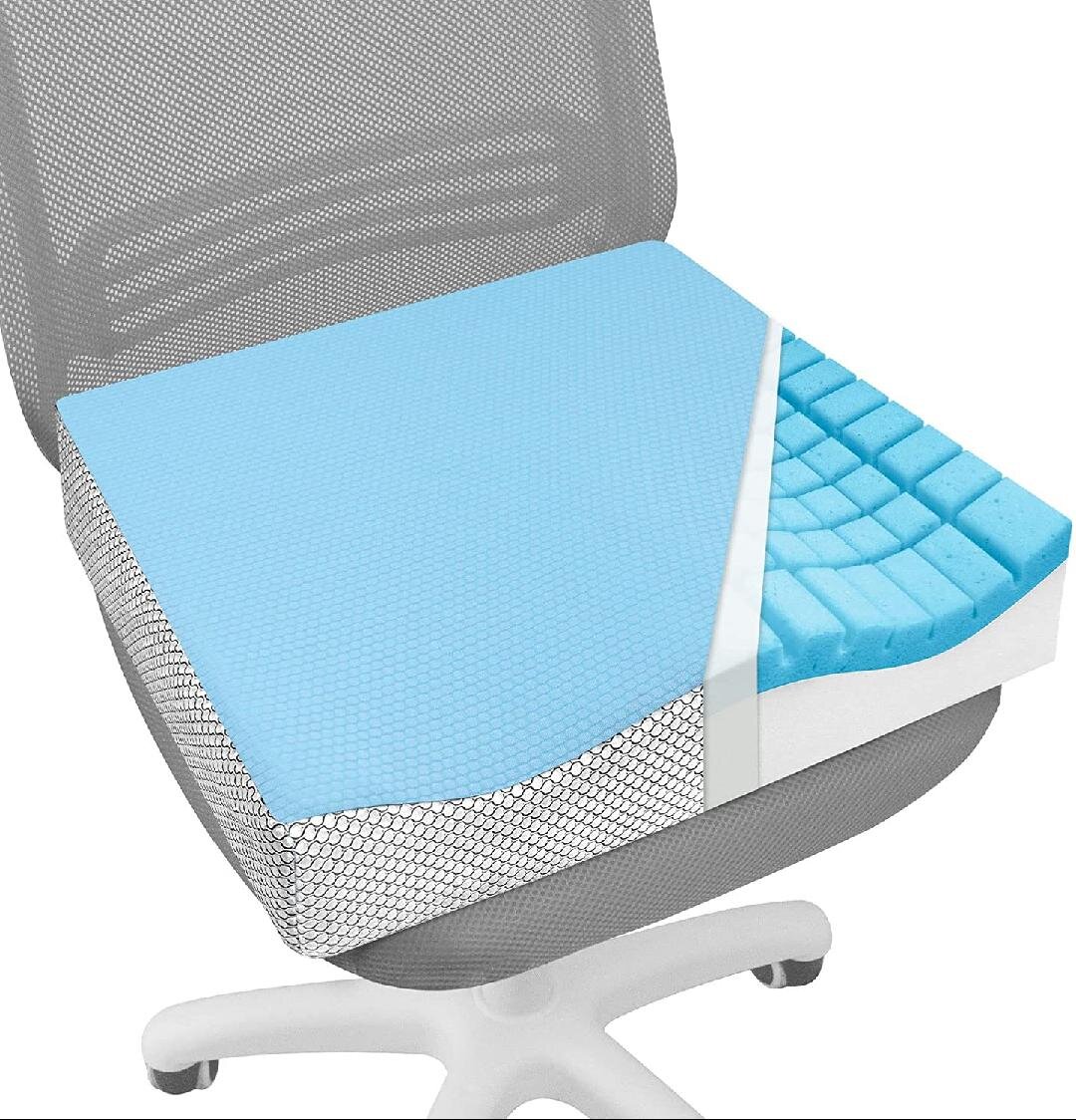 Memory Foam Chair Cushion Student Office Breathable Seat Pad with Slipcover