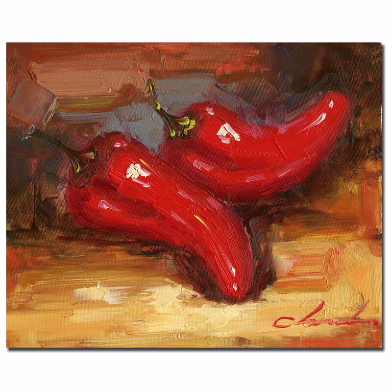 Pepper Wall Decorations - 'Chili Peppers' Painting Print on Canvas